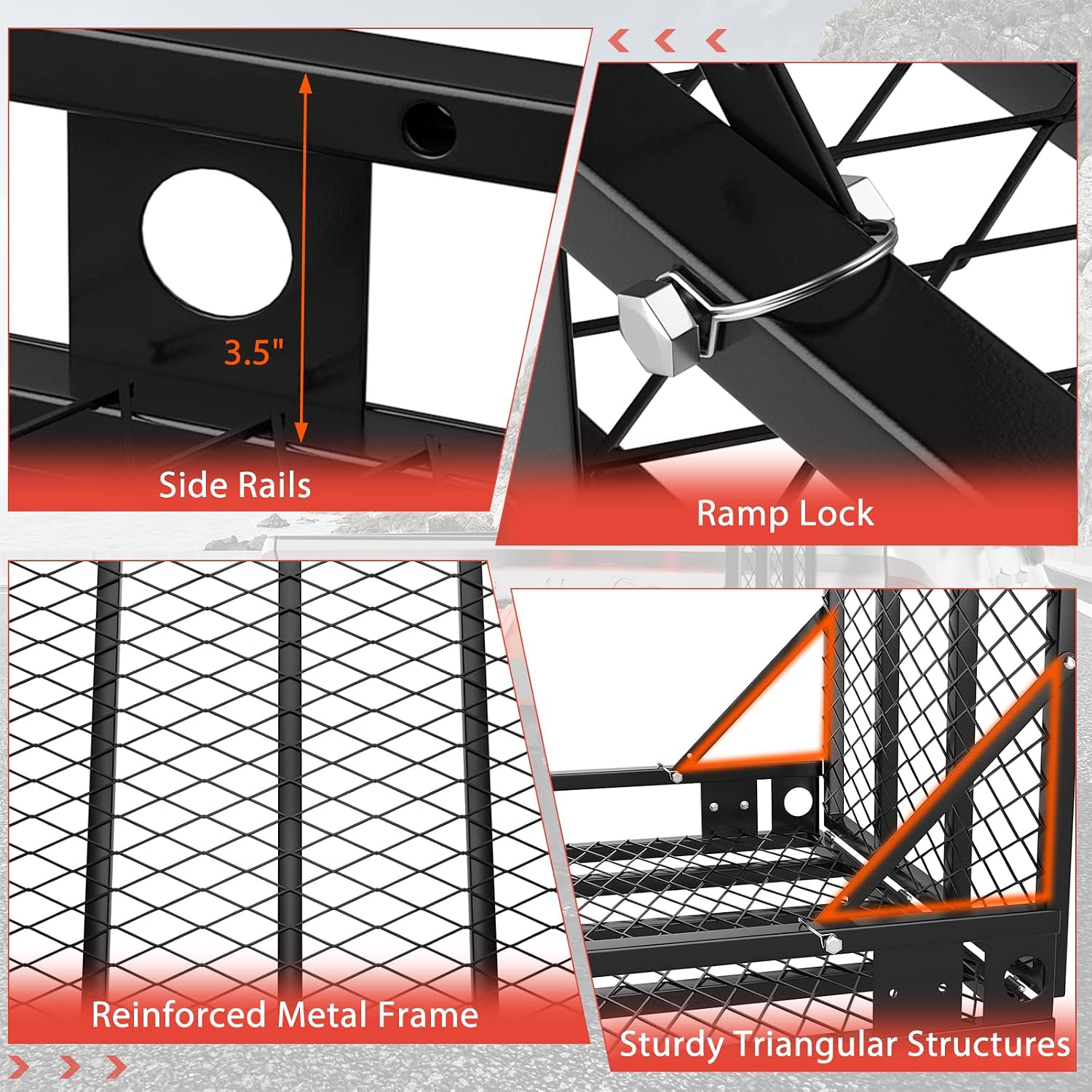 Goplus Mobility Scooter Carrier, 50” x 29.5” Folding Wheelchair Carrier for Car with 42” Ramp, Stabilizer & 2 Tie Down Straps, 500 LBS, Fit 2" Hitch Receiver, Hitch Cargo Carrier for SUV Car