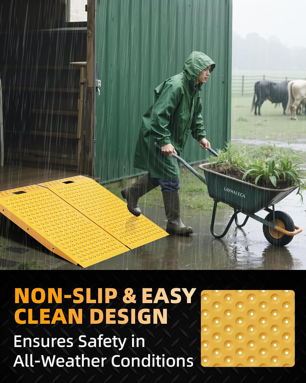VNN 36" x 48" Shed Ramp for Riding Mower - 1500 LB Capacity Shed Ramps, Anti-Slip Punch Plate Ramp for ATV, Motorcycles, Garages & Barns (2PC, Yellow, Alloy)