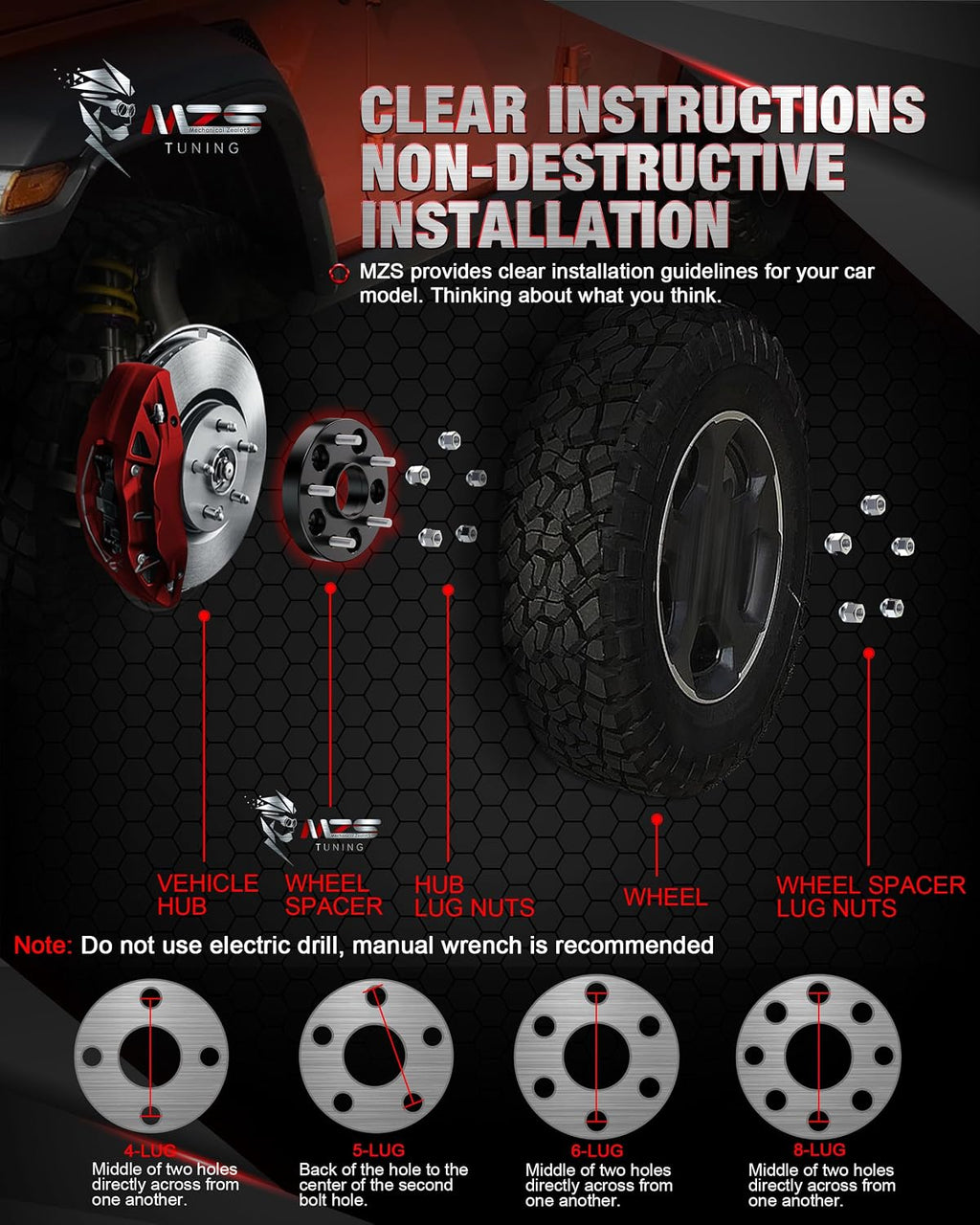 MZS 5x114.3 Wheel Spacers, 1inch 5x4.5" Compatible with Civic CRV Element CL ILX RSX TLX TSX MDX Hubcentric 64.1mm Bore with 12x1.5mm Studs- 5 Lug Tires Black (4pcs)