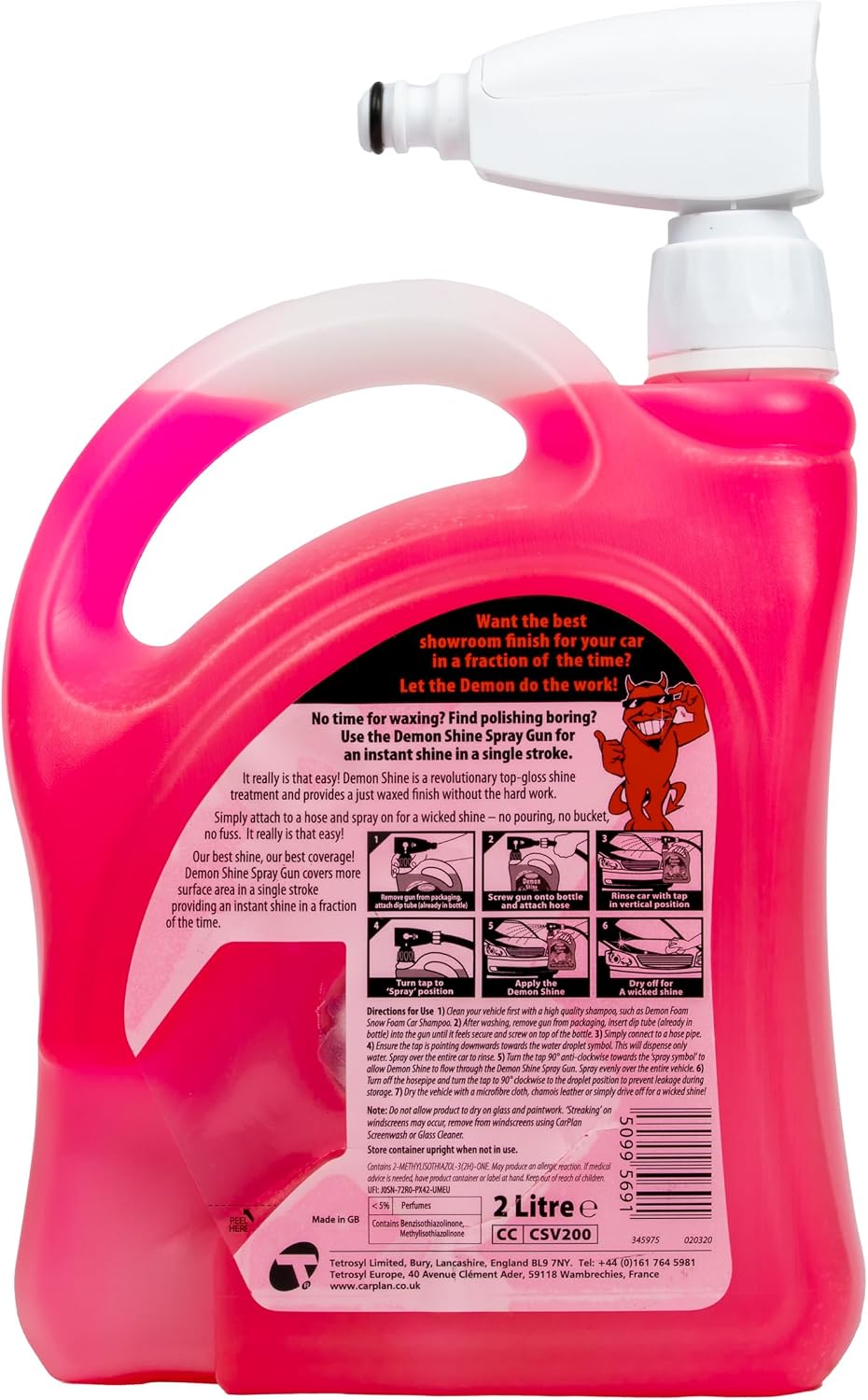 CarPlan Demon Shine 68 fl Oz (2L) with Spray Gun - Spray on Shine