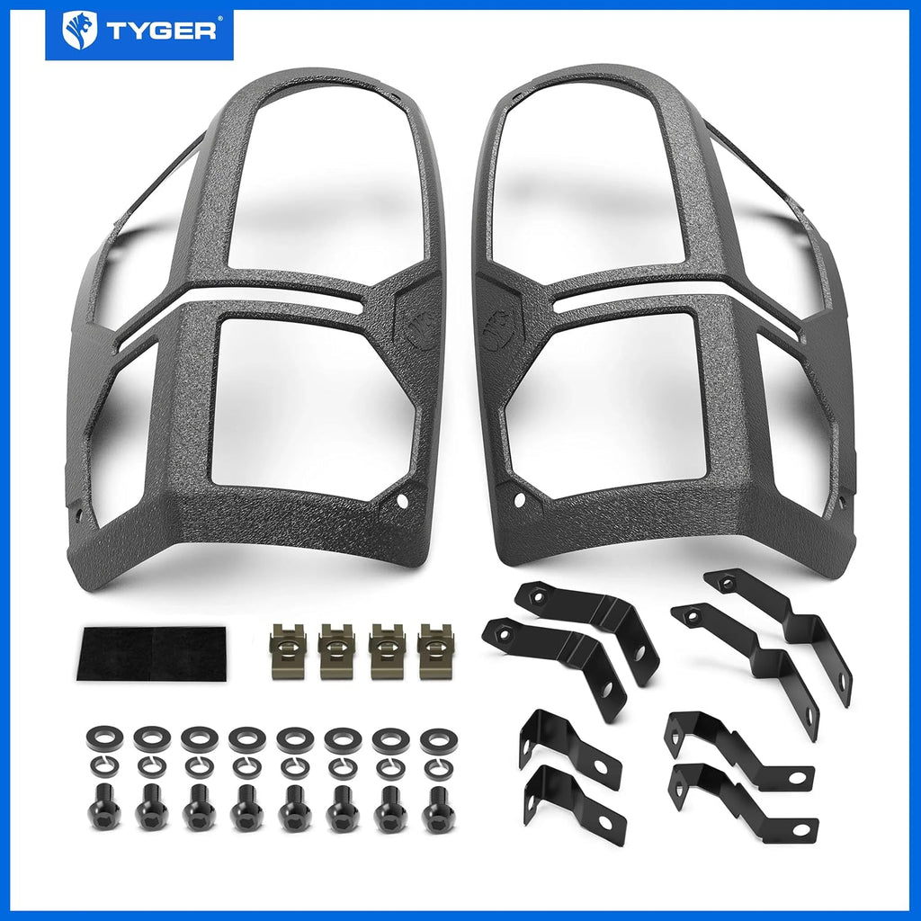 Tyger Auto Pauldrons Cast Aluminum Alloy Premium Tail Light Guard Covers Compatible with 2016-2023 Toyota Tacoma | Powdered Textured Black | No Drilling Required | TG-TG7T86668