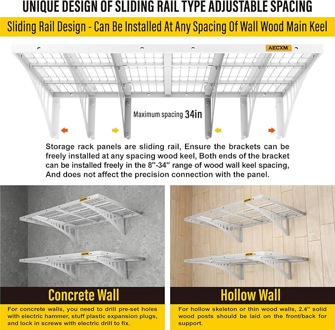 2x3ft 2Pack Wire Shelving Unit Heavy Duty Garage Storage Shelves Wall Mounted - Image 7