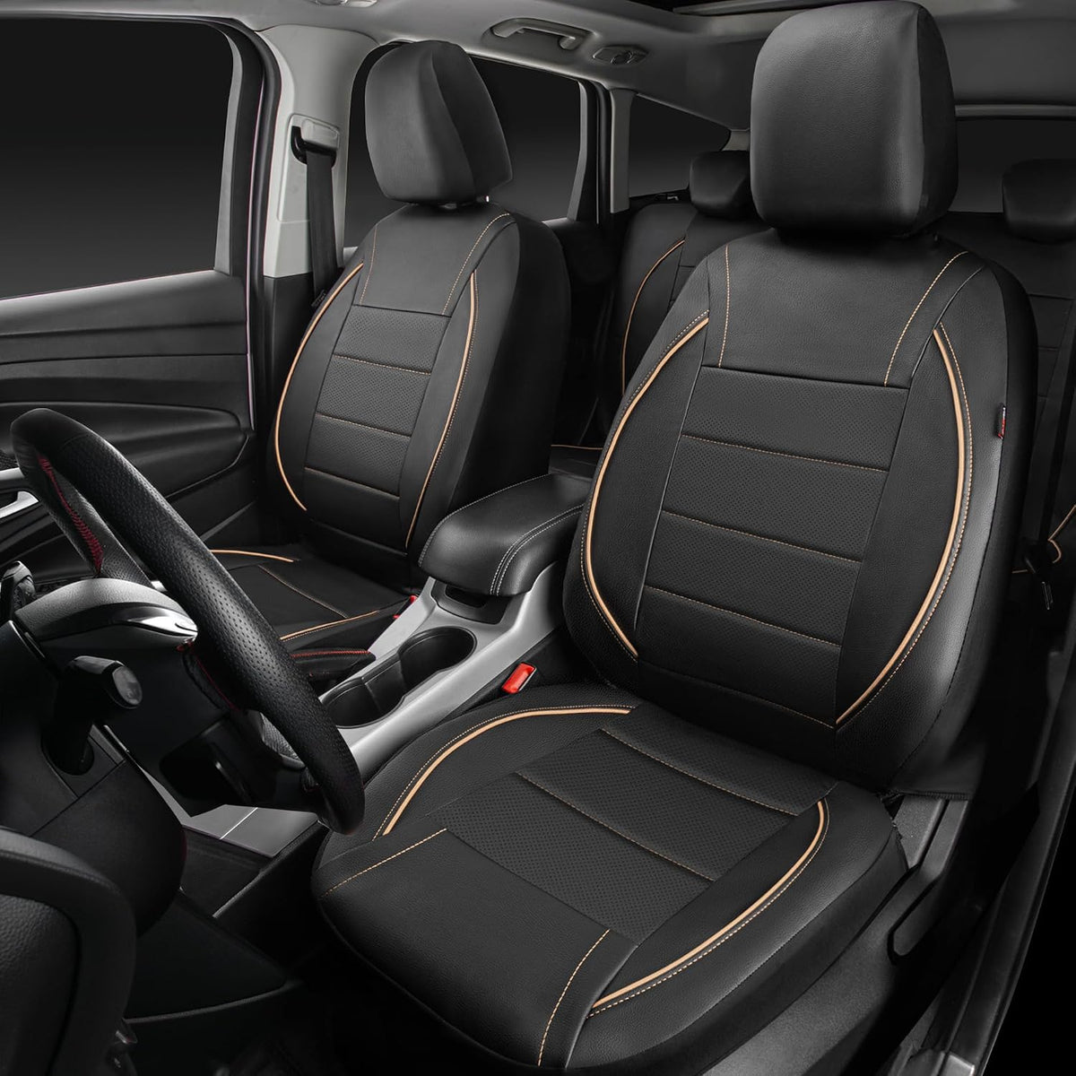 car pass universal fit piping leather car seat shown in use