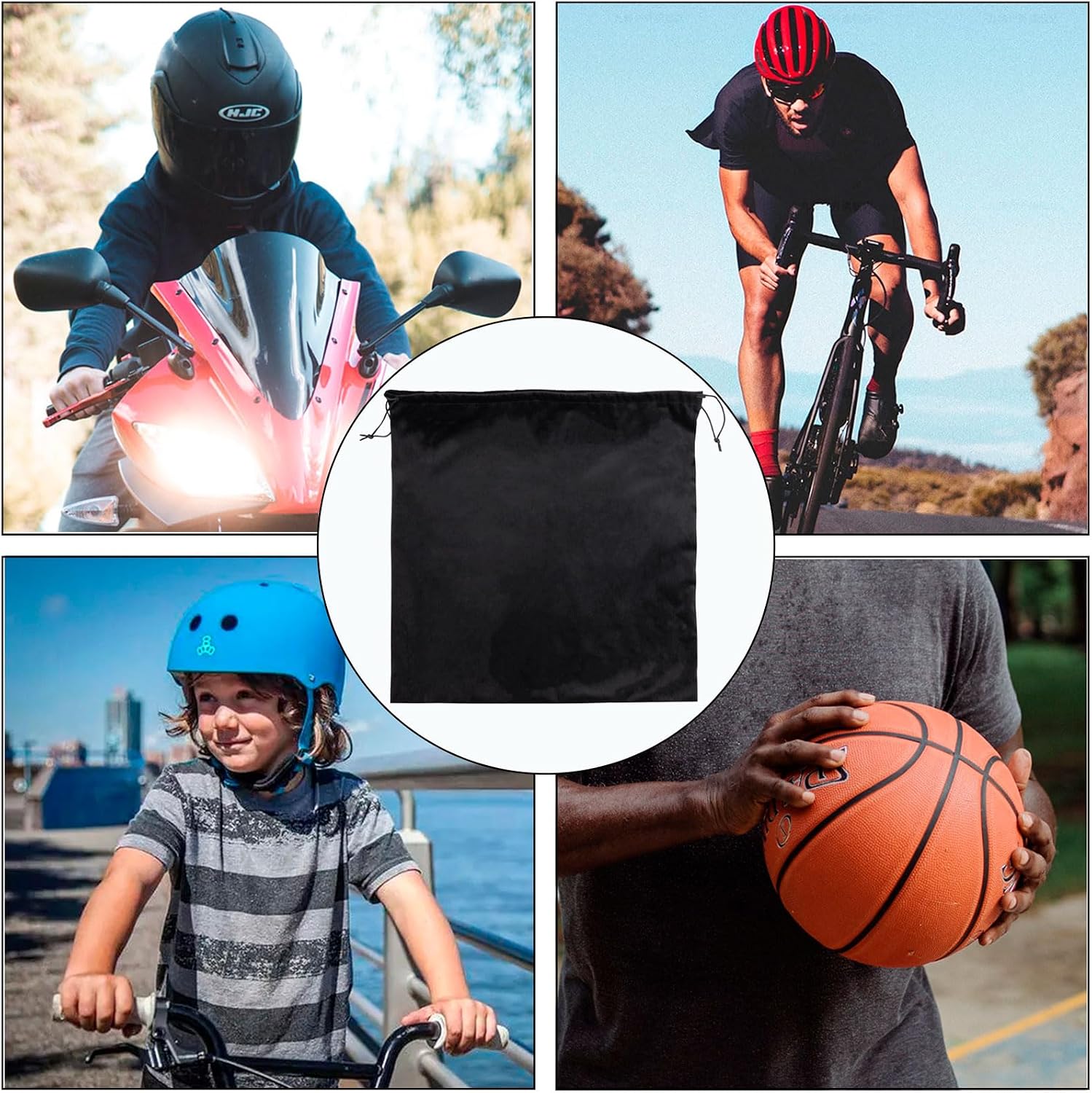 Motorcycle Helmet Bag Helmet Bag Welding Mask Hood Storage Large Storage Bag Velvet Cloth Packing Bag Black Velvet Pouch Bags with Drawstring for Riding Bicycle Sports Universal Tool Motorcycle