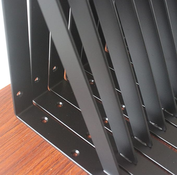 6 Pack L10 x H 8" Black Heavy Duty Shelf Brackets - Image 6