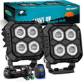 Nilight LED Pod Light 2 PCS 2.8 Inch 20 W 4 LED Square Hyper Flood Beam Driving Offroad Lights w/18AWG Rocker Switch Wiring Harness Kit for Truck Motorbike Boat ATV UTV SUV