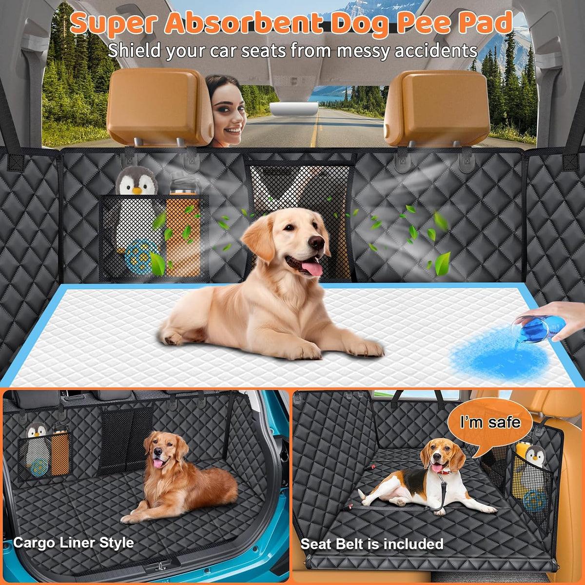 urpower hard bottom dog car seat cover for, close-up detail
