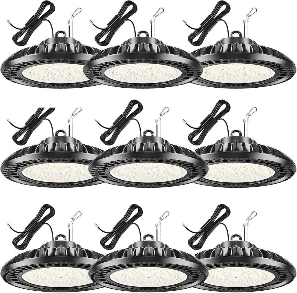 9 Pack 500W LED High Bay Light 72, 500LM DLC ETL Listed Industrial Grade UFO
