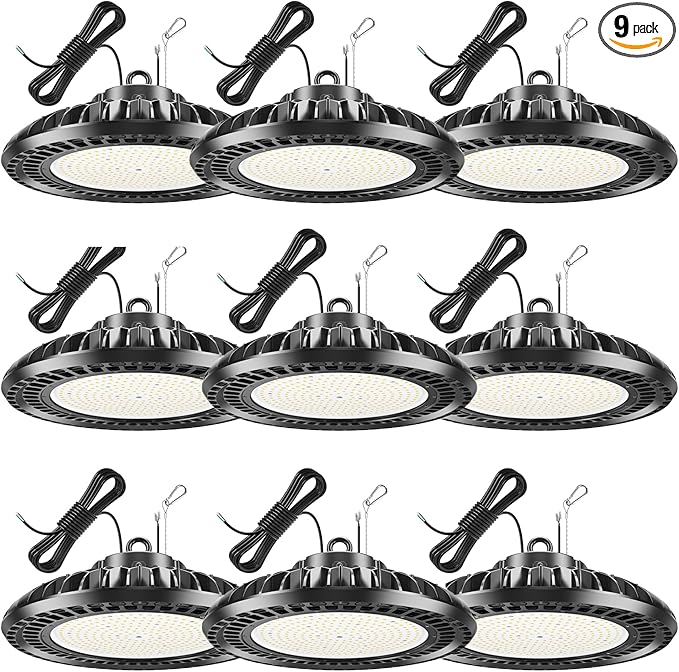 9 Pack 500W LED High Bay Light 72, 500LM DLC ETL Listed Industrial Grade UFO by YELLORE-Professionalledlightsmanufacturerspecializingincommercialandindustriallighting