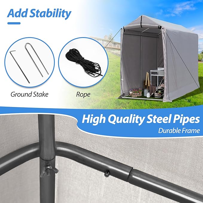 Outdoor Storage Shed 6 x 3Ft Heavy Duty Portable Storage Shelter - Image 5
