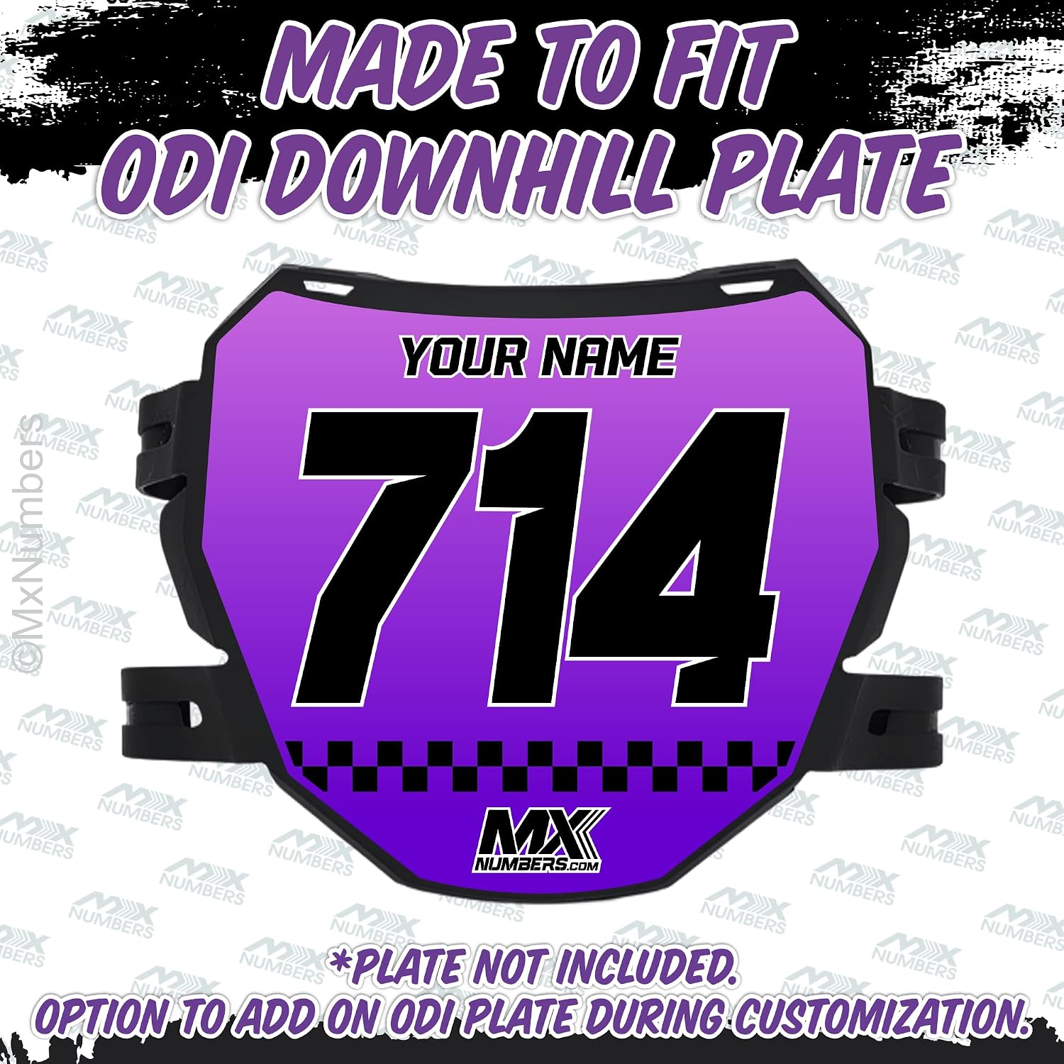 MxNumbers Custom ODI Downhill Plate Decal, Personalized Name Number and Colors, Race Graphics for Mountain and Electric Bikes