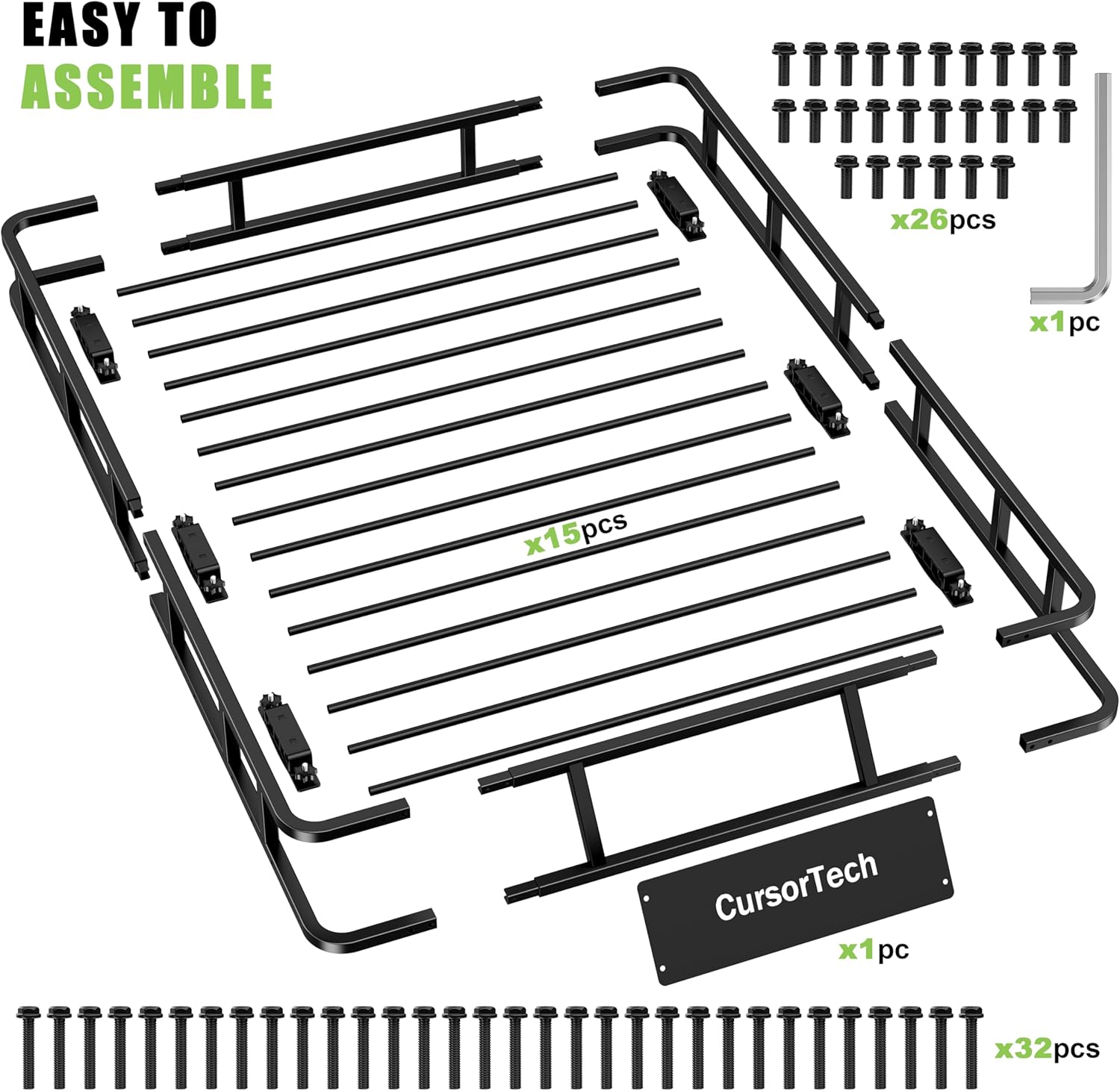 Roof Basket 64" x 39" Heavy Duty Roof Rack Cargo Basket 300 lbs Capacity Steel Rooftop Cargo Carrier Luggage Holder Rack for SUV Truck Car Travel Camping Storage