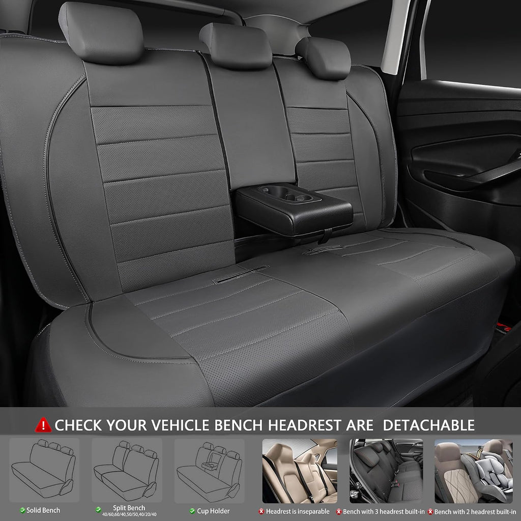car pass piping faux leather car seat cover showing dimensions