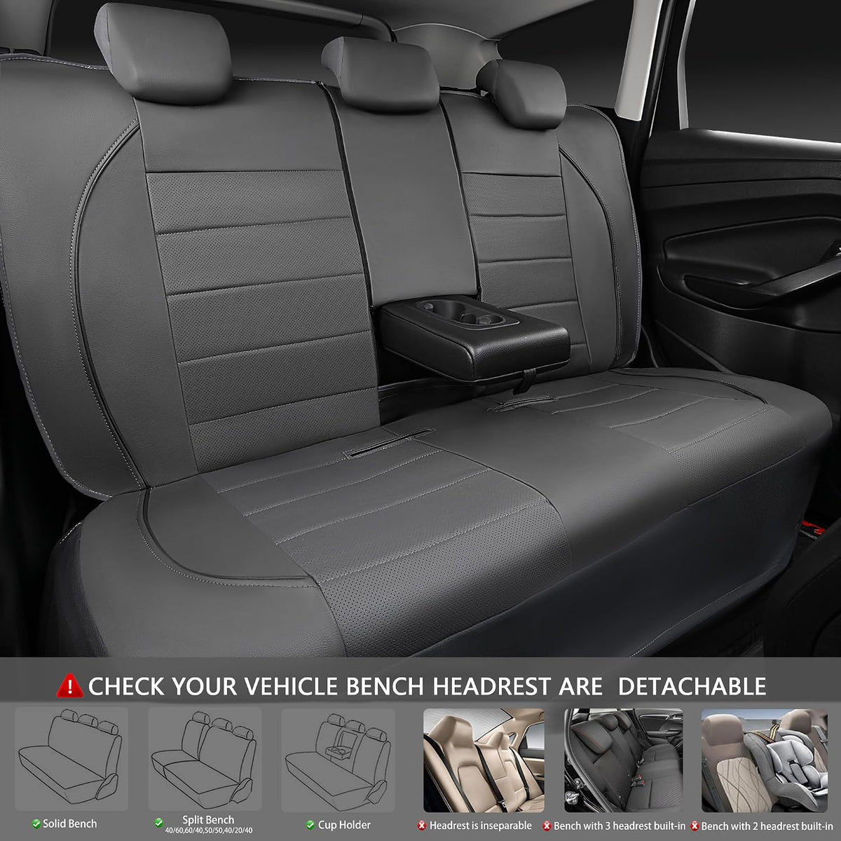 car pass piping faux leather car seat cover showing dimensions