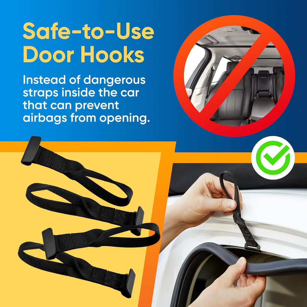 Car Roof Bag - Car Rooftop Cargo Carrier Bag – 19 Cubic Ft Waterproof Roof Rack Cargo Carrier, Includes Anti-Slip Mat, 4 Door Hooks, Reinforced Zipper/Buckle, with or Without Rack