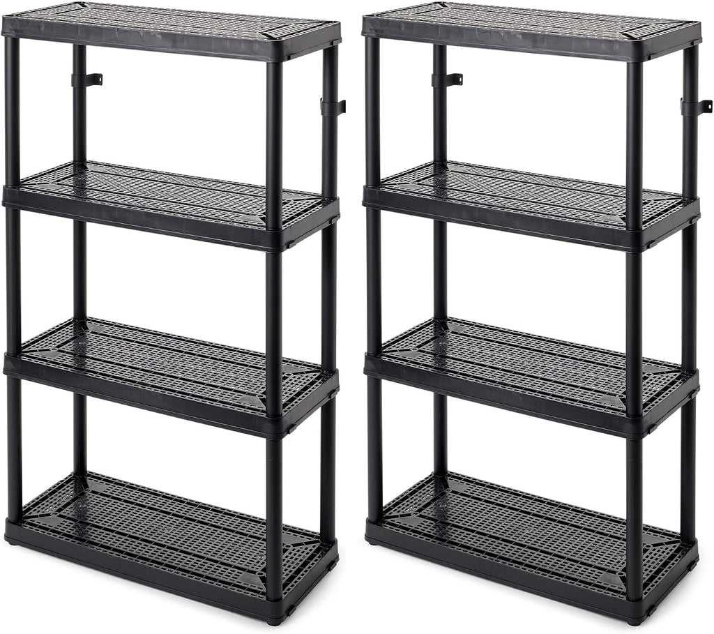 gracious living 4-shelf fixed-height medium-duty storage, black, 2-pack, main product view