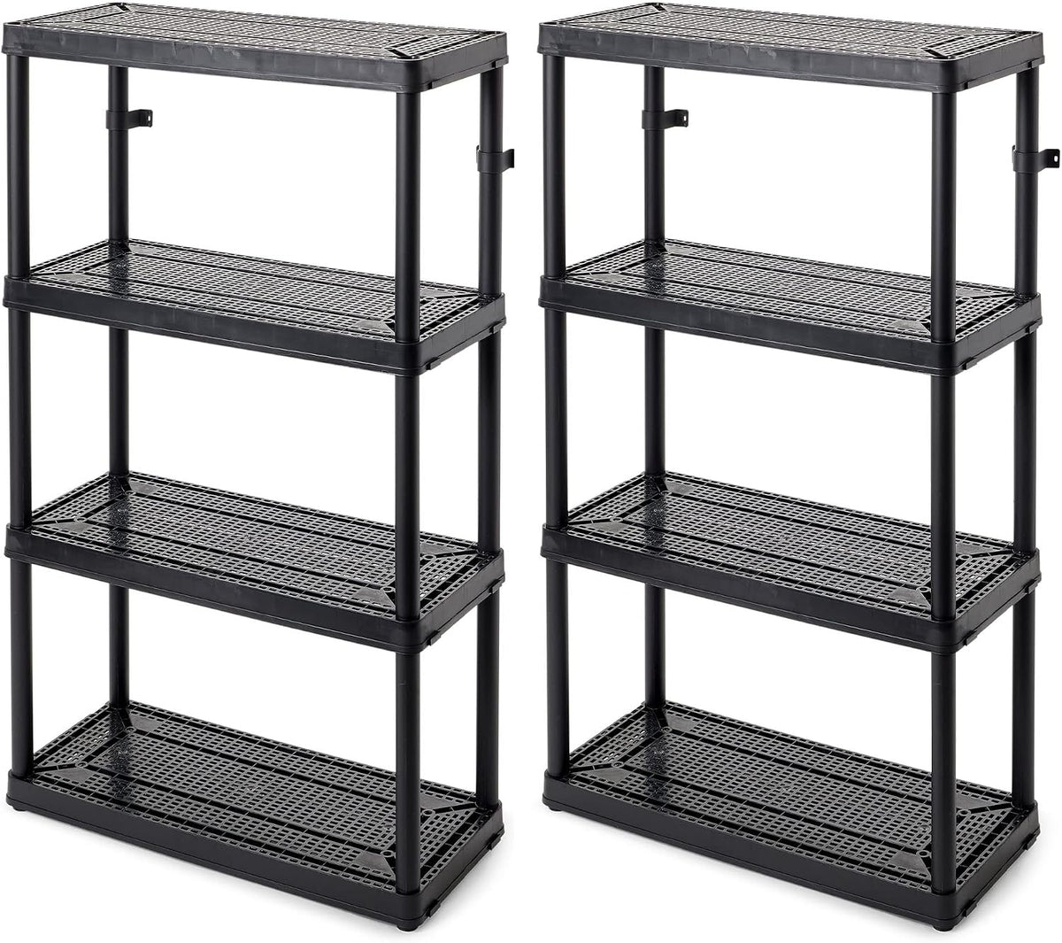 gracious living 4-shelf fixed-height medium-duty storage, black, 2-pack, main product view