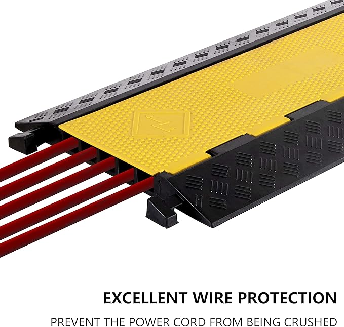 1 Pack Rubber Cable Ramp Hose Cable Protector Ramp 5 Channel 22000Lbs Load - Image 3