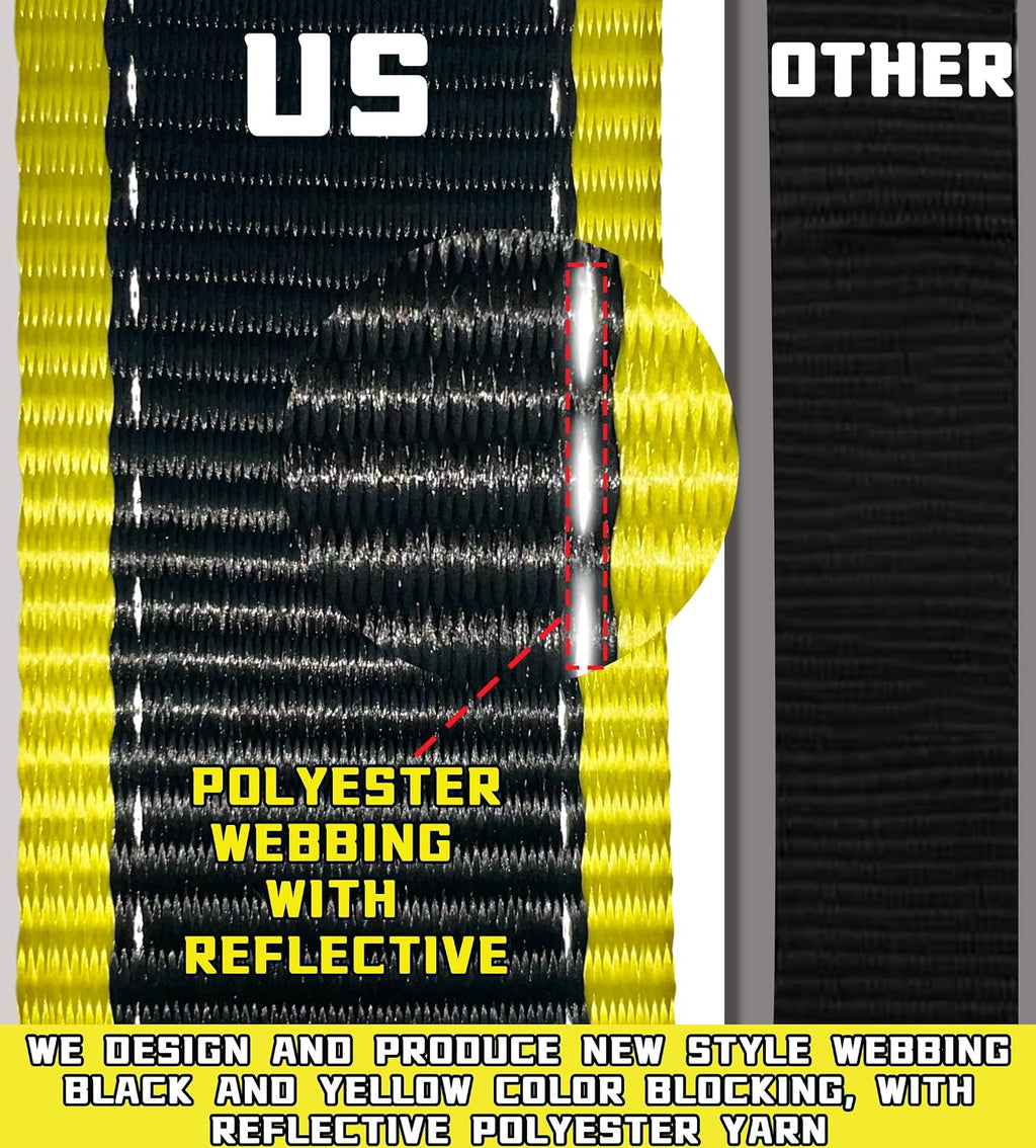 KJE 2 Pack Reflective Tow Dolly Straps Heavy Duty,Car Tow Dolly Basket Straps with Flat Hook, 10,000 lbs Breaking Strength, Fits 14"-19" Tires Wheels for Car Hauler Trailer