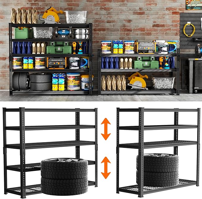 Storage Shelves Heavy Duty, 5-tier Adjustable Metal Industrial Utility Shelf ...