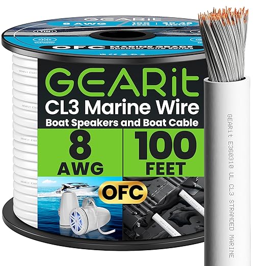 GEARit 8 Gauge Marine Electrical Primary Wire, 8 AWG Marine Grade Tinned Copper by GEARit