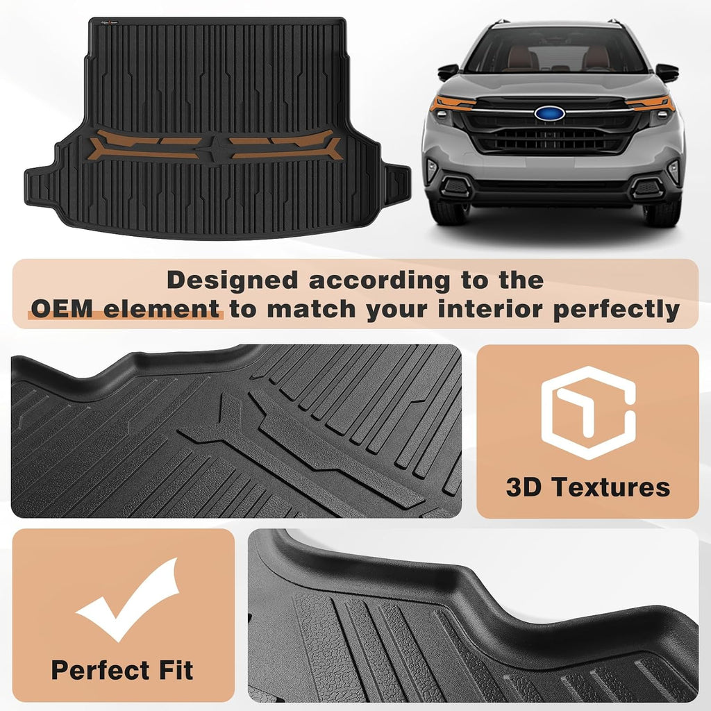 TripleAliners Trunk Mat Compatible with 2025 2026 Subaru Forester Touring/Sport/Limited/Base/Premium Models Accessories Protector Mat TPE All-Weather Odorless Anti-Slip Waterproof Liner Not Fit Hybrid