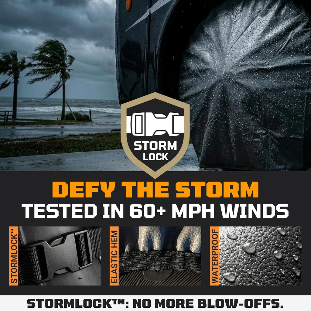 TIRESHIELD PRO Trailer Tire Covers (Set of 2) - Heavy Duty All-Weather UV-Resistant Protective Wheel Covers w/StormLock-System - Year-Round Protection for Your Trailer Tires w/ 26-28.75" Diameter
