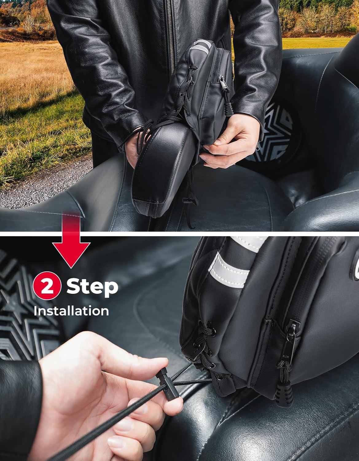 KEMIMOTO Motorcycle Backrest Bag Rider Backrest Organizer Driver Back Rest Organizer Kit Compatible With Touring Softail CVO Road Glide Limited Tri Glide Rider Back Rest Seat Pocket