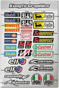 Motocross Sponsor Logos Racing Sticker Sheet Universal (7.2 x 10.2 inch), Black Red Green