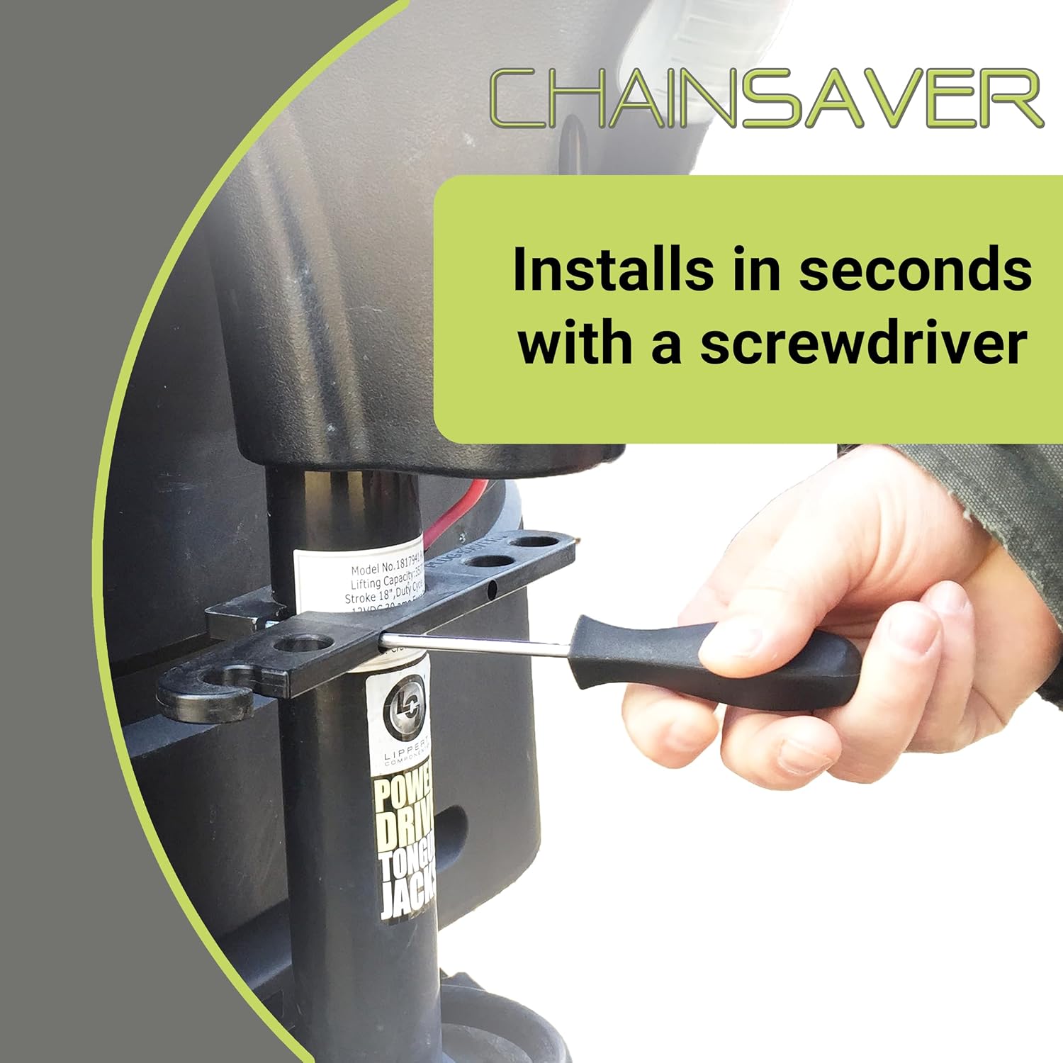 GR Innovations Chain Saver with PlugSaver and Tether | Nylon Tongue Jack Trailer Towing Organizer Kit | Essential RV Accessory | Easy Chain & Harness Storage | Made in USA