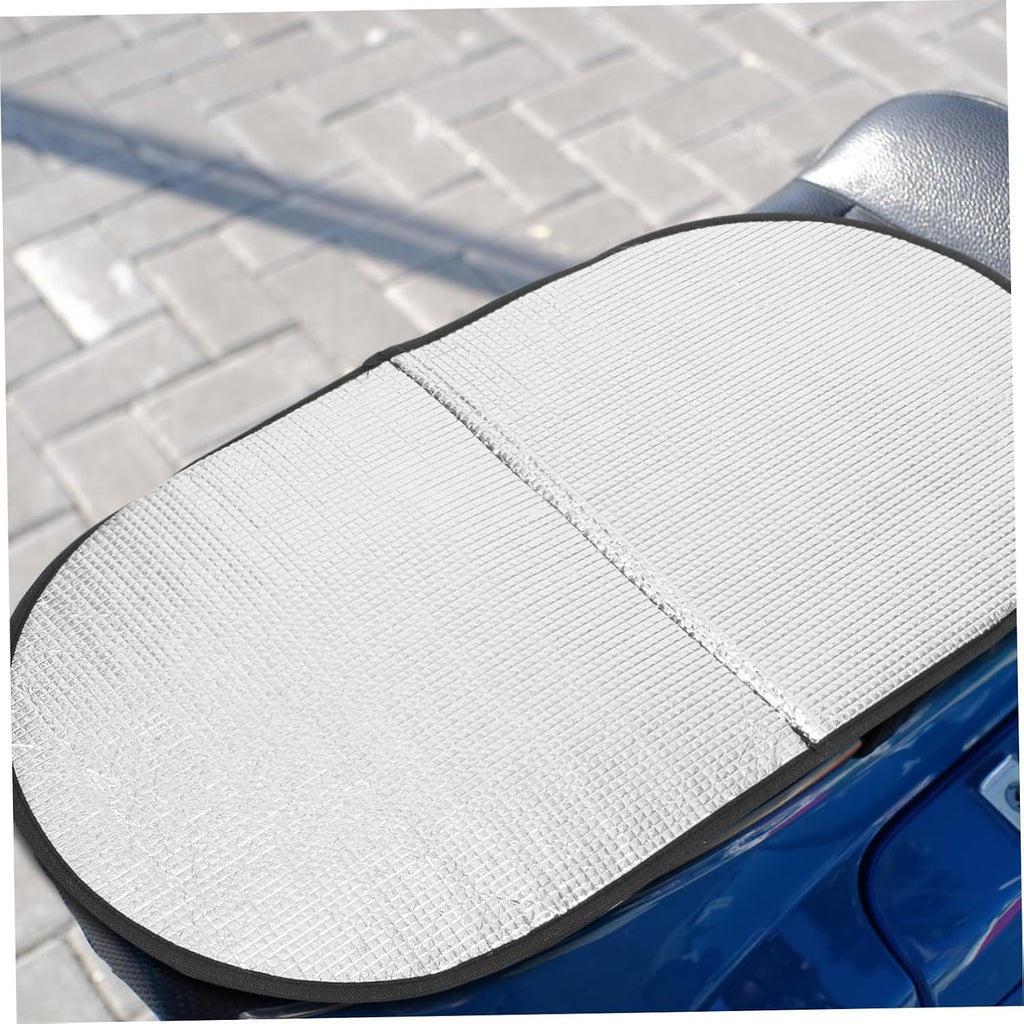 Motorcycle Seat Cover with Sun Protection Heat Insulation Film Reflective Aluminum Foil Heat Shield for Motorbikes and Electric Bikes Easy to Install Seat Cushion Cover