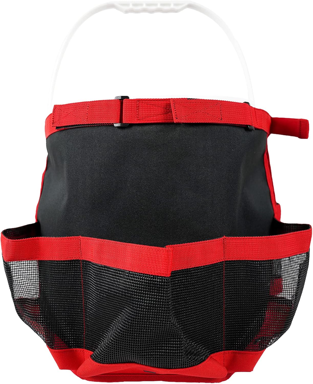 KUNN Car Wash Bucket Tool Organizer for 5 Gallon Bucket with Towel Holder Ring,Soap Pockets Cleaning Bucket Organizer Water-Resistant Mesh Pockets for Clean Supplier,Car Wash Supplier Red