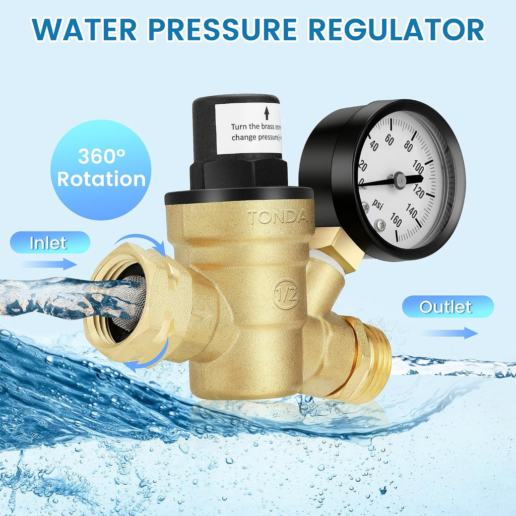 TONDA RV Water Pressure Regulator and Wheel Chocks