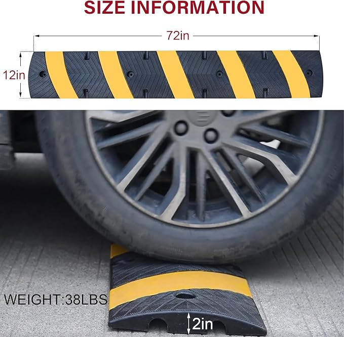 Orangestar Speed Bumps 2-Pack, 6FT Heavy Duty Rubber Driveway Bump - Image 5
