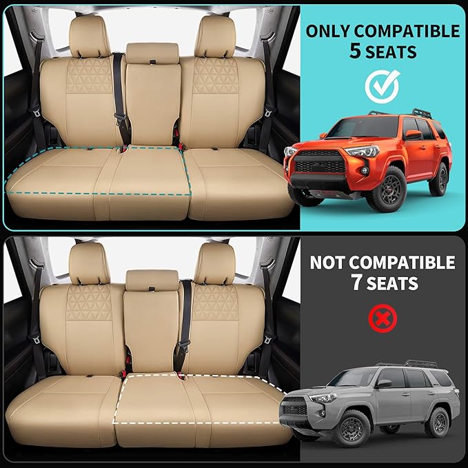 Seat Covers for Toyota 4Runner 2011-2024, Faux Leather Car Seat Cover Full Set - Image 4