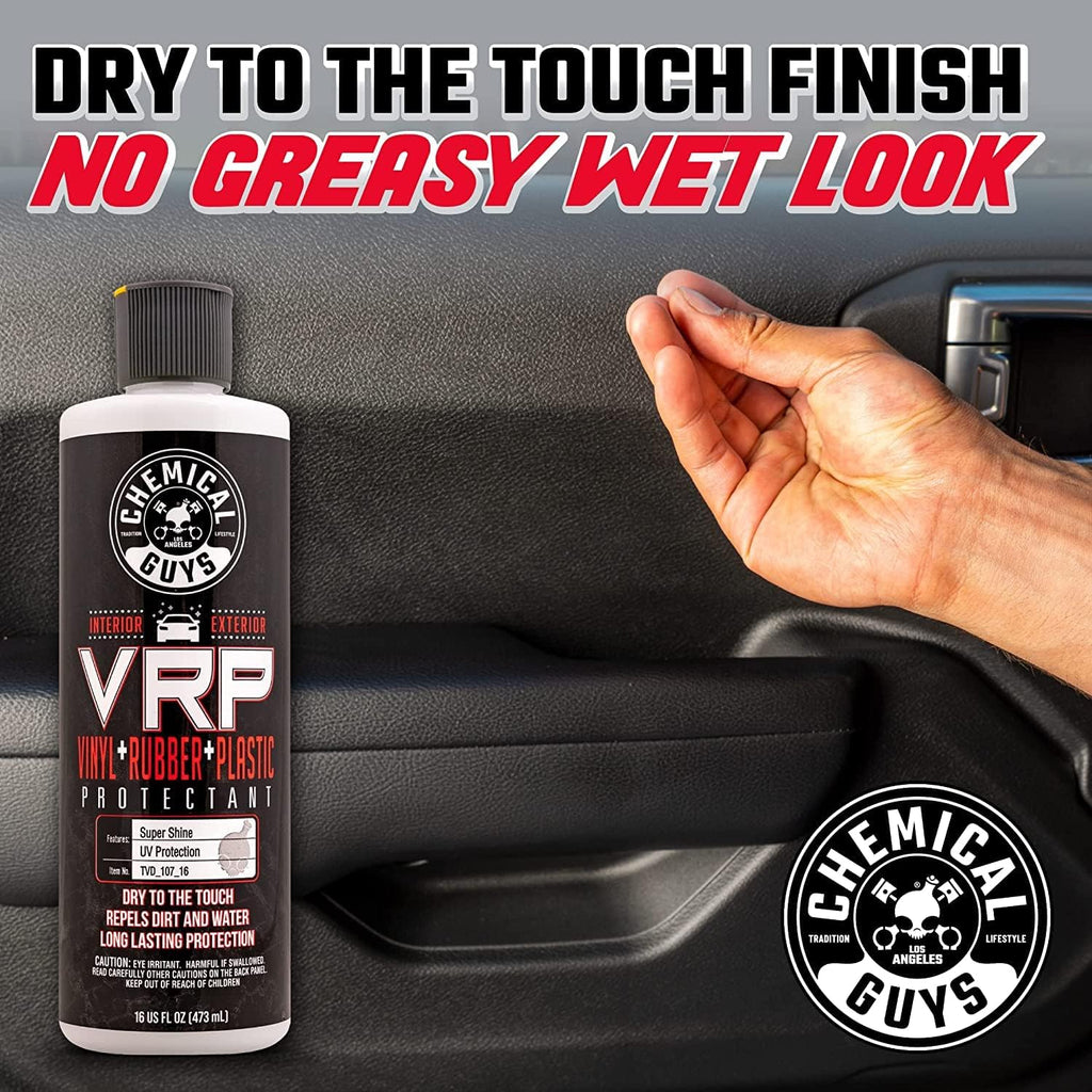 Chemical Guys VRP Protectant & WonderWave Applicators Kit - 16 oz Vinyl, Rubber, and Plastic Dressing with Foam Applicators - Restores Your Car's Interior & Exterior Surfaces