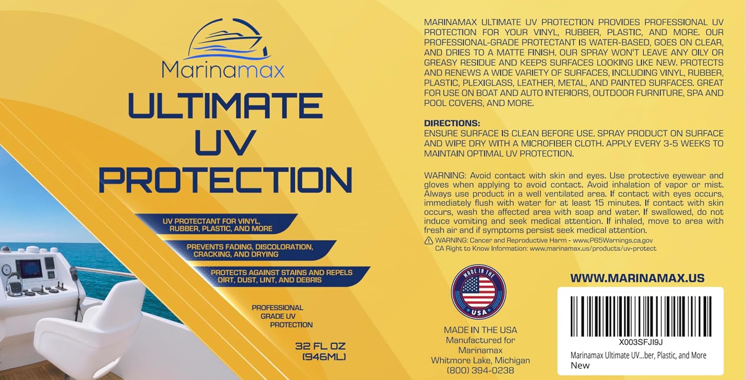 Ultimate UV Protection Spray 32 Oz | UV Protector for Outdoor Surface Sun Protection | UV Ray Protectant for Vinyl, Rubber, Plastic, and More | Prevents Fading and Discoloration