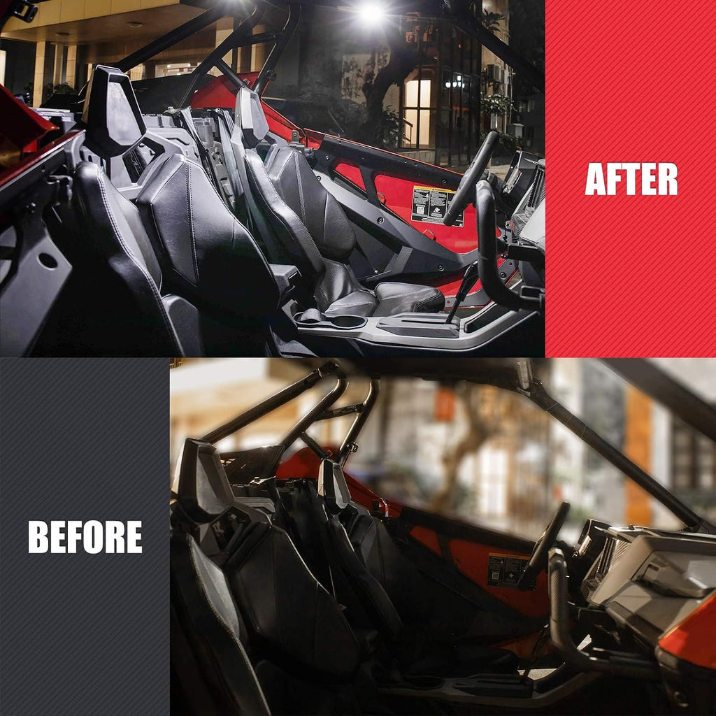 KEMIMOTO UTV Dome Light Roll Bar Cage Mount USB Rechargeable 1-Pack | UTV Interior Lights Two Light Modes Compatible with Polaris RZR Can Am X3 ATV Golf Cart Boat for 1.5 in-2.0 in Roll Cage