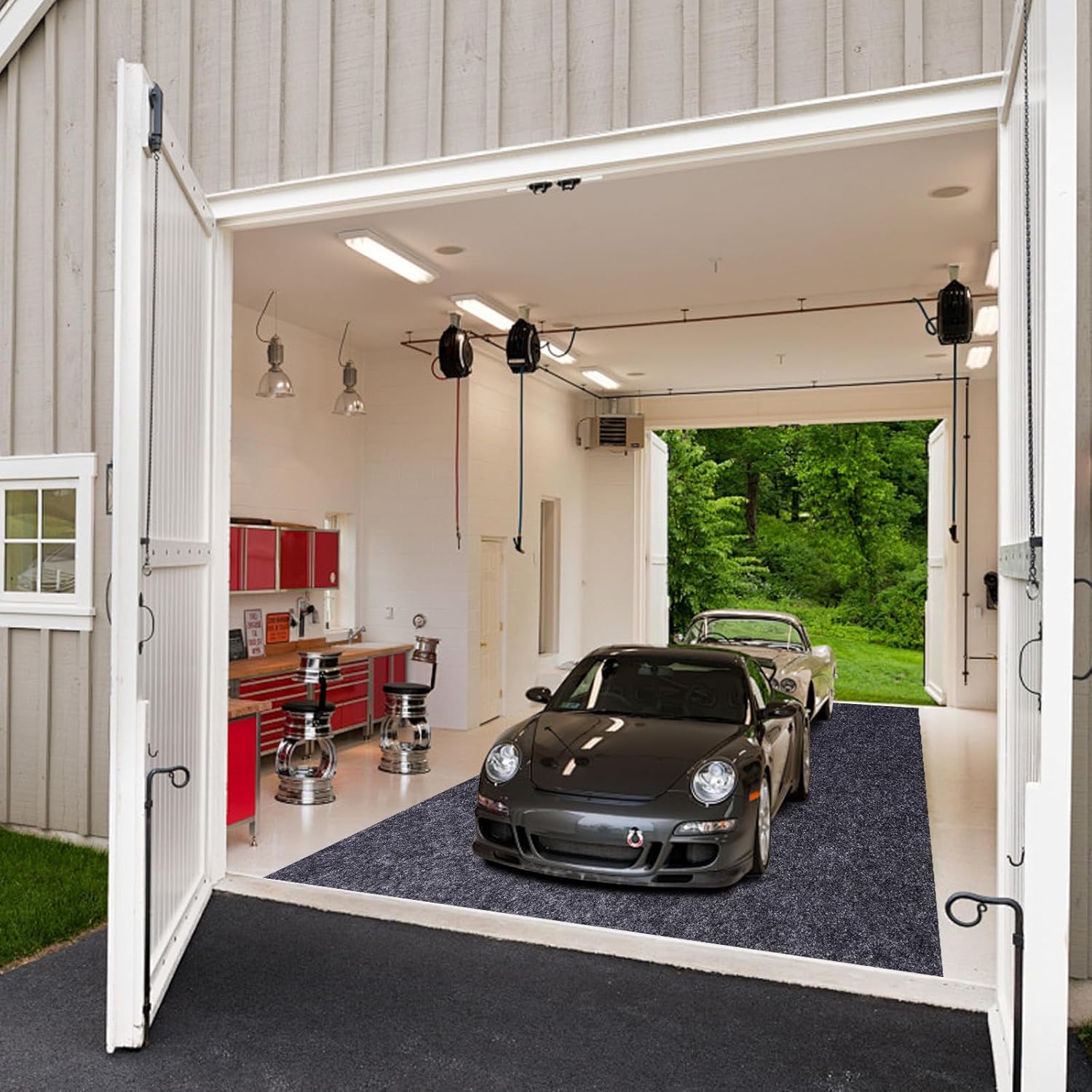 Garage Floor Mat, 5 x 6 Ft Waterproof Mat with Non-Slip Backing, Reusable Absorbent Surface, Easy Clean Floor Protector Oil Spill Mats for Garage, Driveway, Workshop