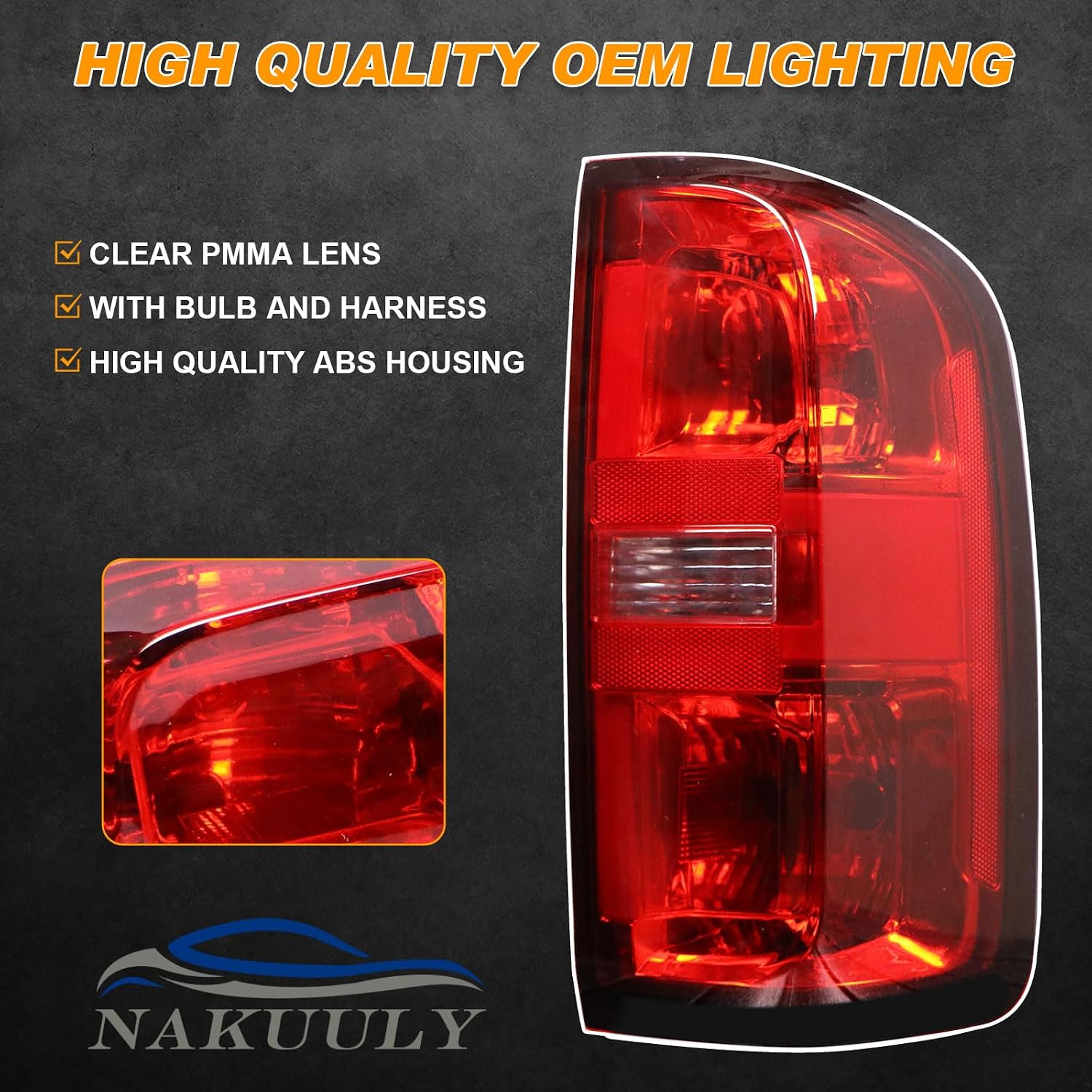 Tail Light Assembly Compatible With 2015-2022 Chevy Colorado Factory Style Right Passenger Side Taillight Brake Rear Lamp Red Clear Lens with Bulb and Harness # 84169778 GM2801270
