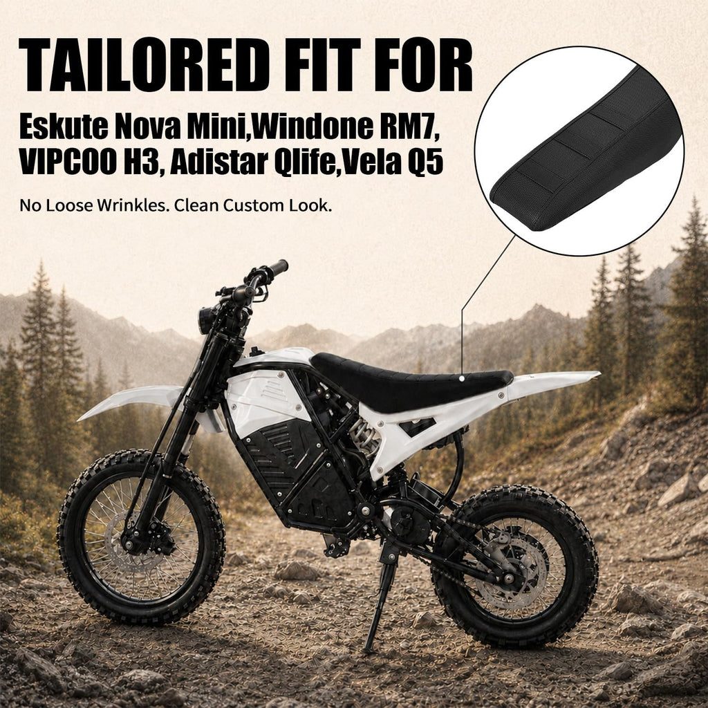 Seat Cover for Eskute Electric Dirt Bike, Anti-Slip Leather E-Bike Seat Protector for Eskute Nova Mini Electric Dirt Bike Off Road Black