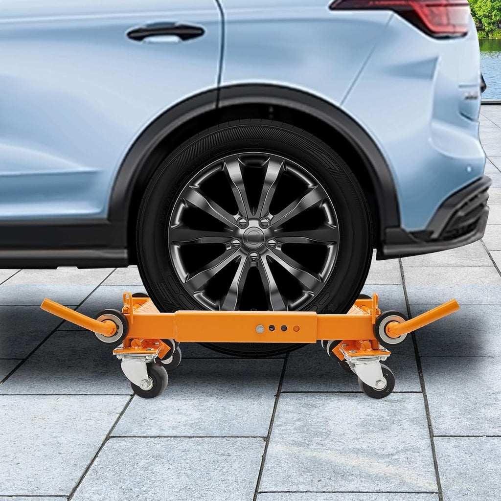 Car Wheel Dolly Jack, 1T/2204lbs Yellow Wheel Dolly Skates, Truck RV Trailer Jack Dolly Ratcheting Foot Pedal Lift Hydraulic Tire Jack,Car Moving Tool for Auto Repair Moving