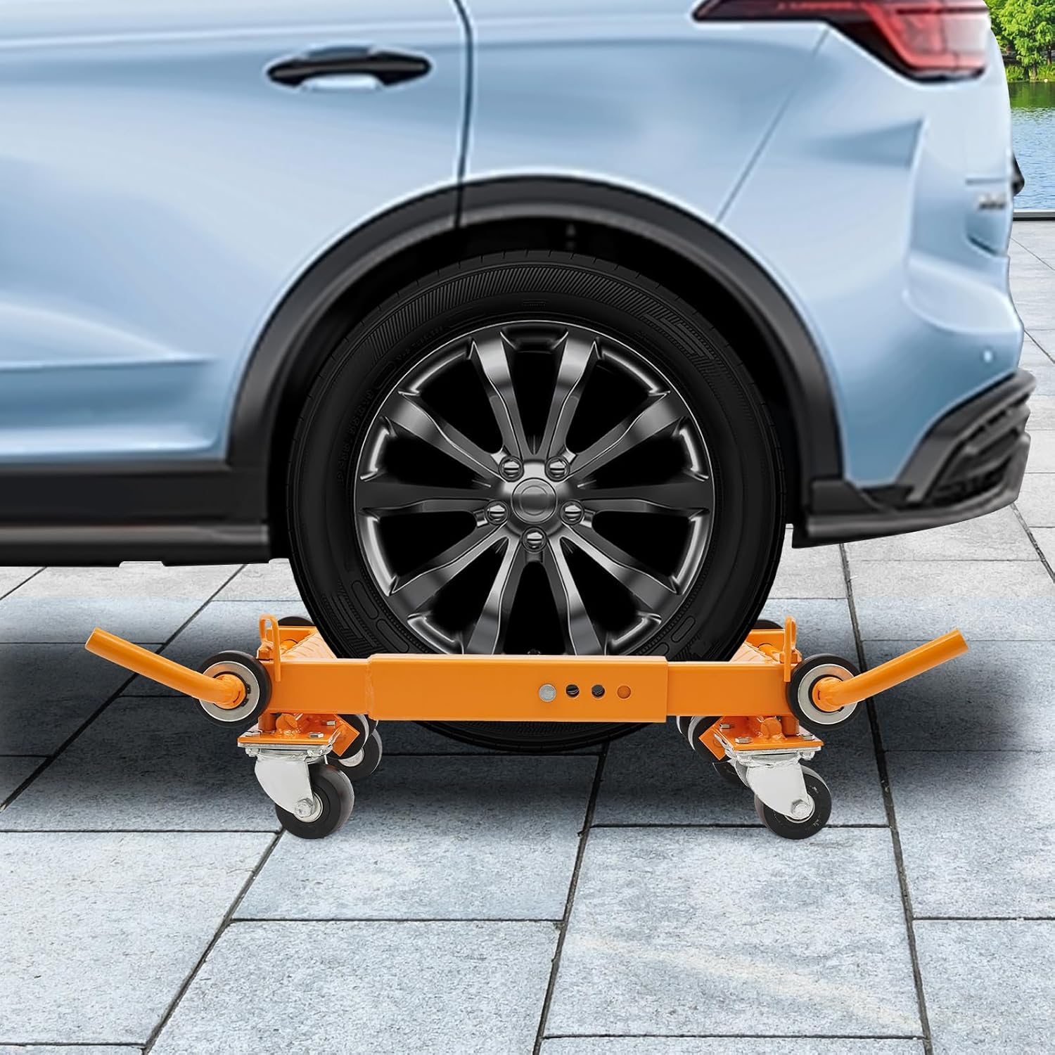 Car Wheel Dolly Jack, 1T/2204lbs Yellow Wheel Dolly Skates, Truck RV Trailer Jack Dolly Ratcheting Foot Pedal Lift Hydraulic Tire Jack,Car Moving Tool for Auto Repair Moving