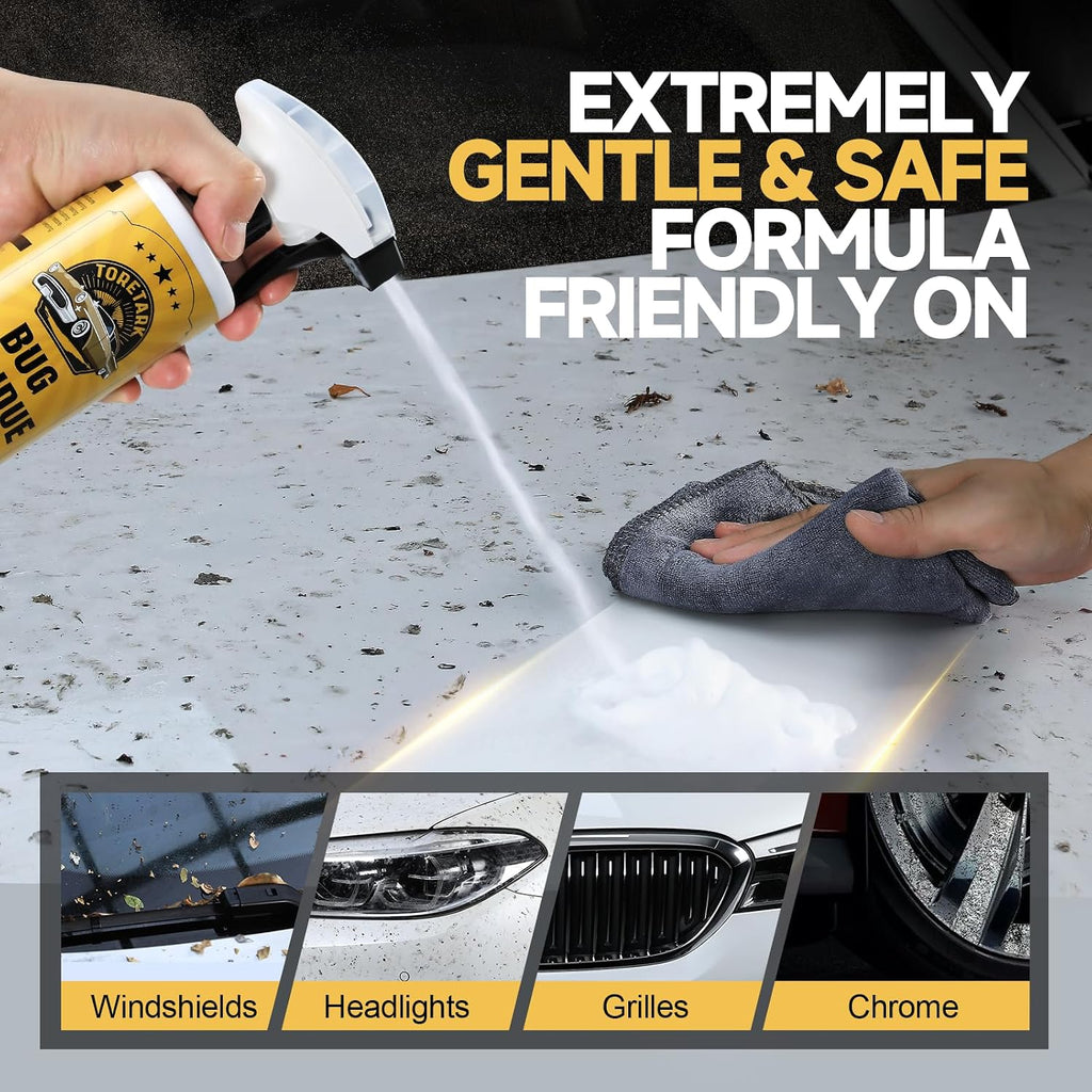 toretark Bug Remover for Cars Exterior - Tree Sap Remover for Cars Exterior, Quickly Dissolves for Water Spot, Bird Poop, Resin, Grease, Tar - PH Neutral, Safe on Paint, Rubber, Chrome, Glass