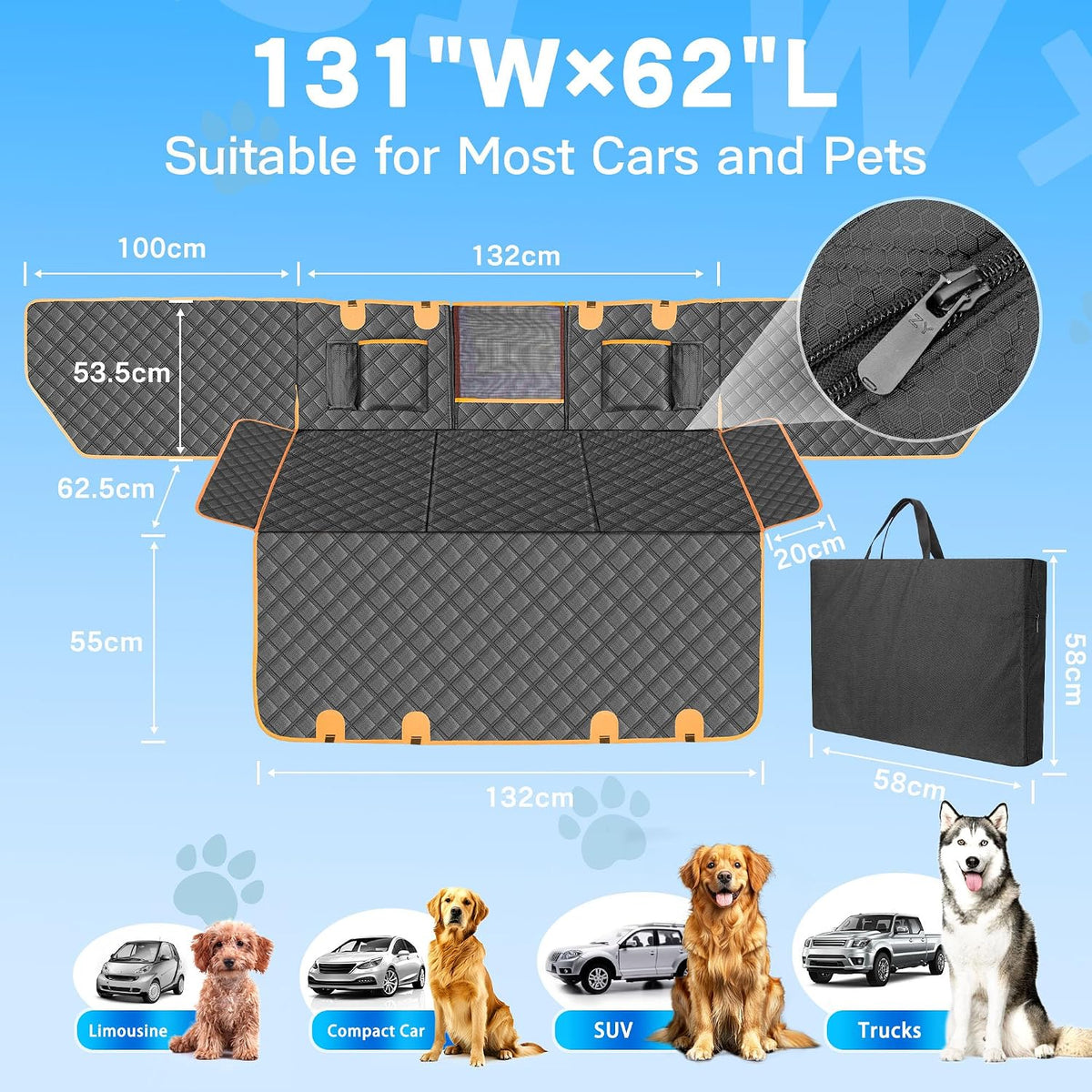 twesync dog seat cover for back seat, hard, package contents