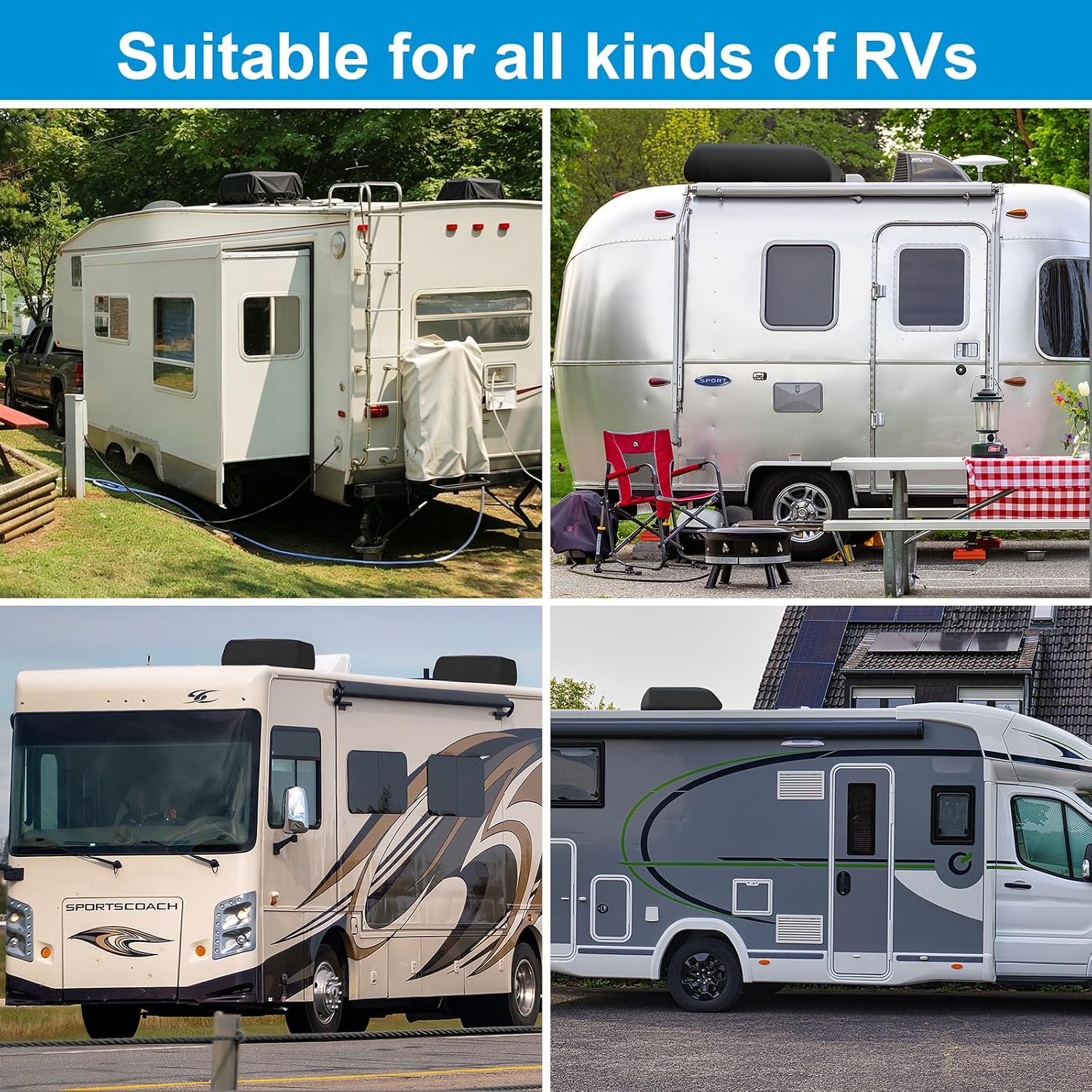 RV Camper Air Conditioner Cover Trailer AC Covers for RV Roof Unit, 600D Oxford Cloth Fits Dometic FreshJet 3, ASA, VEVOR, Furrion RVs Air Conditioner Winter Covers for Outside - RV A/C Cover for Roof