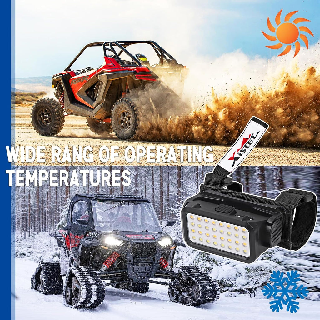 Xislet 2 Pack UTV Dome Lights, 32pcs LED Chips Type-C Rechargeable UTV Interior Light Compatible with Polaris RZR Ranger Can-Am Maverick Honda Talon 1.25"-2.0" Roll Bar Cage Roof Lights