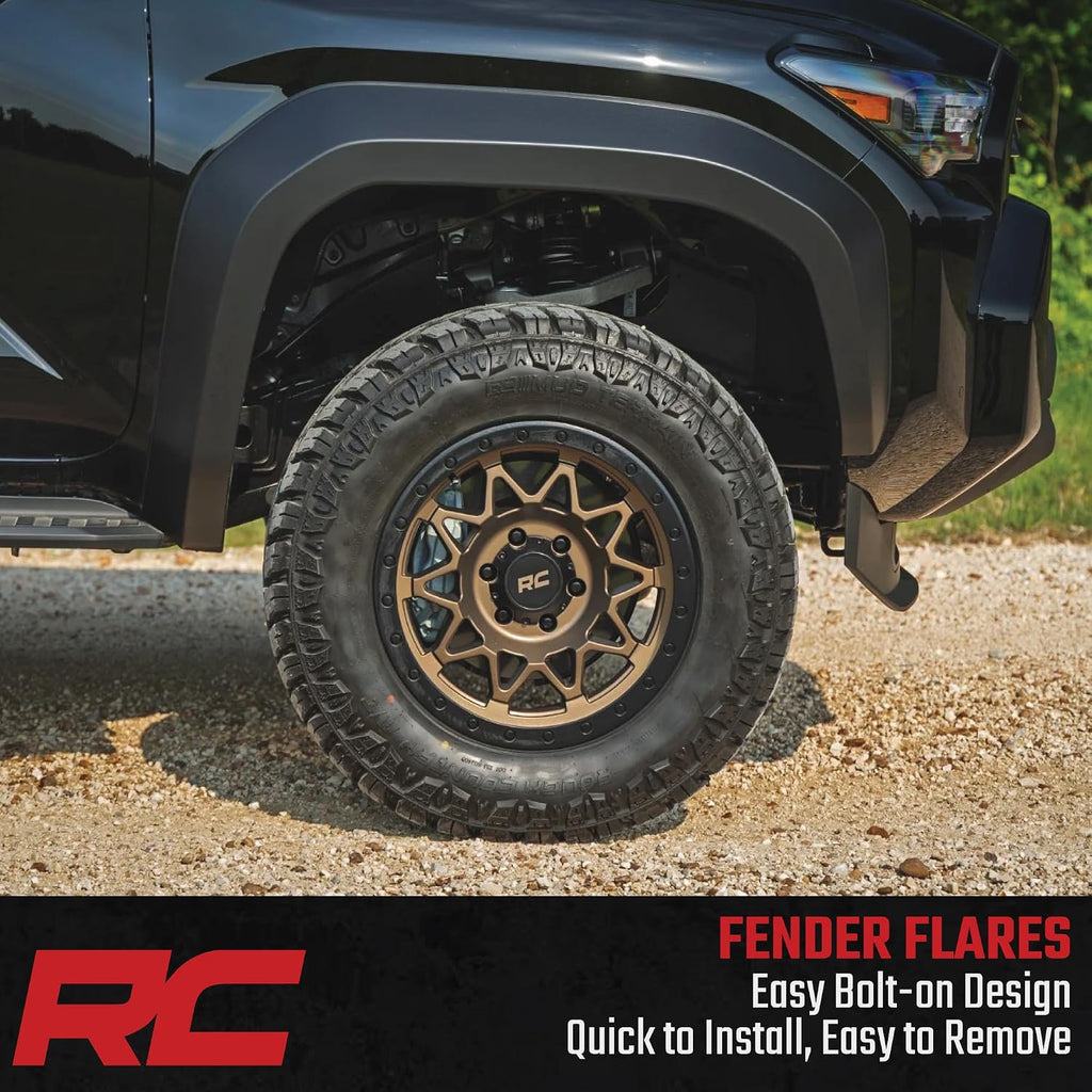 Rough Country Sport Fender Flares for Toyota 4Runner (2025-2026) - 1.75" Tire Coverage, 5.75" Height, UV-Resistant ABS, Paintable Matte Black