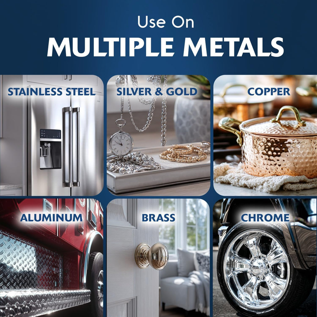 Eagle One Nevr Dull All Metal Wadding Polish, Chrome and Metal Cleaner for Cars, Kitchens, Bathrooms, Easy Tear Pads for Stainless Steel, Brass, Copper, Aluminum, 5 oz Tin