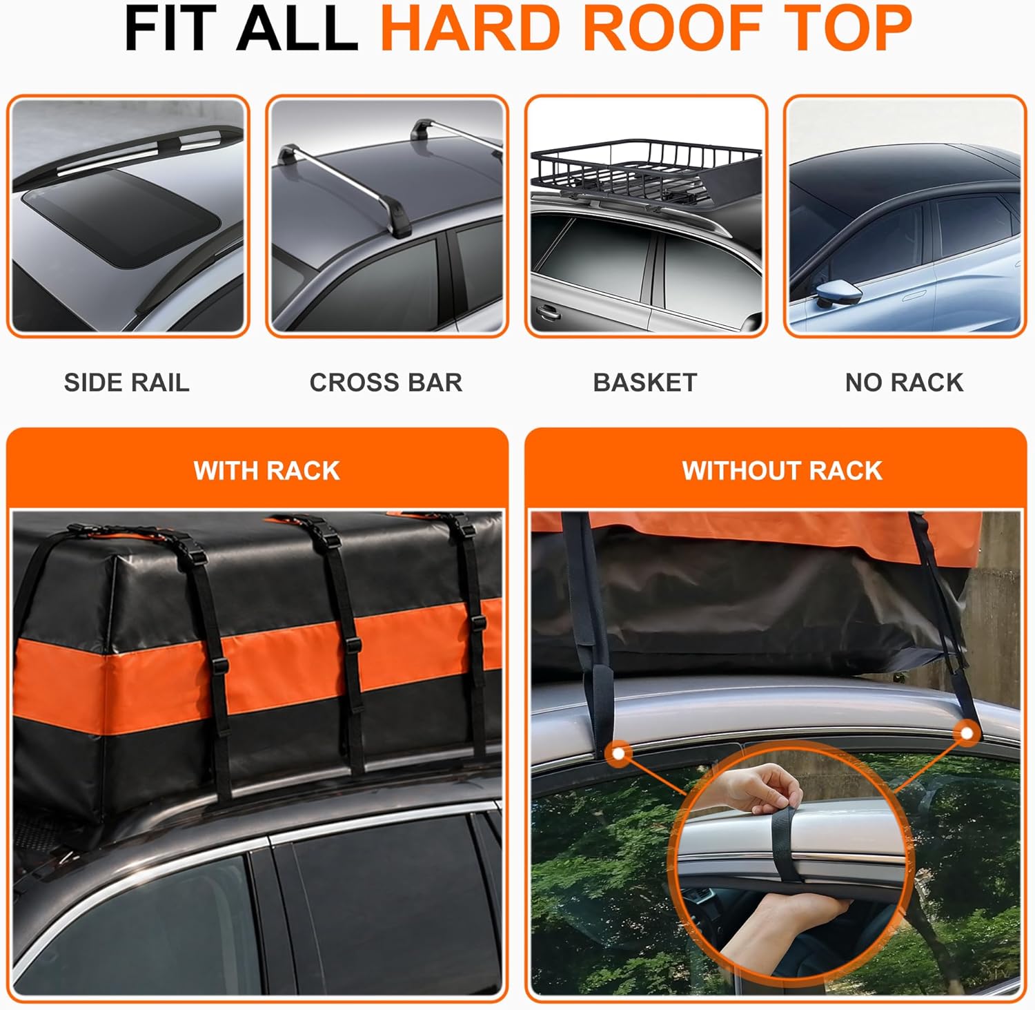 20 Cu Ft. Car Rooftop Cargo Carrier Bag Car Roof Top Bag Cargo Carrier | Fit All Vehicle with/Without Rack, Includes Anti-Slip Mat, 8 Reinforced Straps, 6 Door Hooks, Luggage Lock